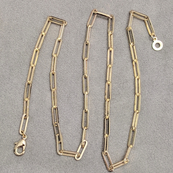 Necklace Chain Real 14K Gold Filled Paper Clip Chain 22" Trendy Will not Tarnish - Picture 2 of 11